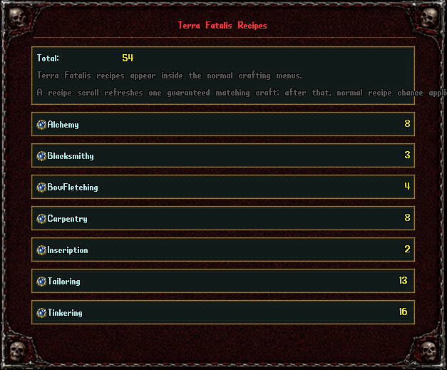 Terra Fatalis Recipes